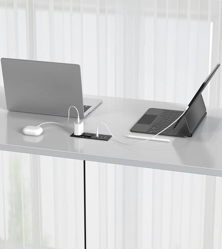 شريط طاقة مجوف USB C بقدرة 45 وات، منفذ مجوف مع 2AC و2 PD USB C + 2 منافذ USB-A QC، محطة شحن سريعة للأثاث المخفي بدرج مخفي للمكتب المنزلي - 6 أقدام in Kuwait