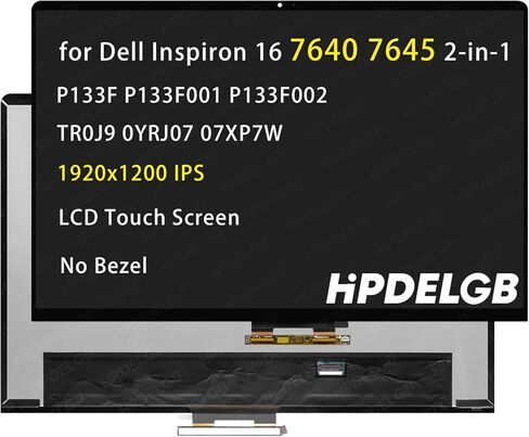 Replacement for Dell Inspiron 16 7640 7645 2-in-1 P133F P133F001 P133F002 TR0J9 0YRJ07 07XP7W 16.0" 1920x1200 IPS LCD Touch Screen Display Digitizer Assembly Panel (No Bezel) in Saudi Arabia
