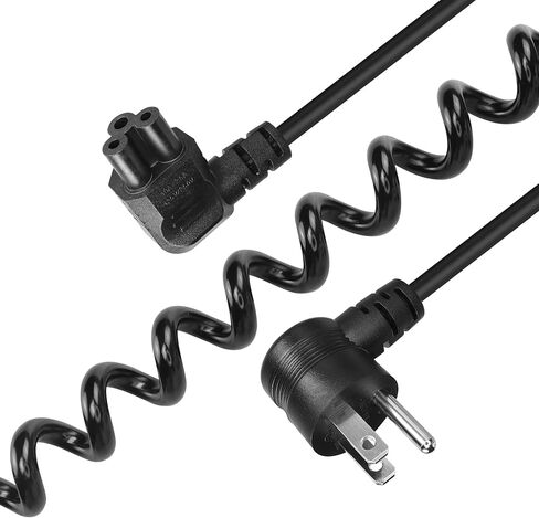 3 Prong Laptop Coiled Power Cord YACSEJAO IEC320 C5 to NEMA 5-15P Up Angle AC Adapter Laptop Notebook Computer Charger Cable (5-15P Up Angle to C5 Down Angle) in Saudi Arabia