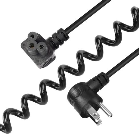 3 Prong Laptop Coiled Power Cord YACSEJAO IEC320 C5 to NEMA 5-15P Up Angle AC Adapter Laptop Notebook Computer Charger Cable (5-15P Up Angle to C5 Down Angle) in Saudi Arabia