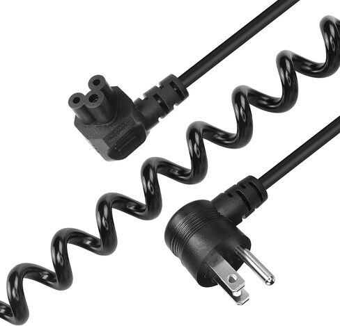 3 Prong Laptop Coiled Power Cord YACSEJAO IEC320 C5 to NEMA 5-15P Up Angle AC Adapter Laptop Notebook Computer Charger Cable (5-15P Up Angle to C5 Down Angle) in Saudi Arabia