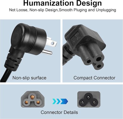3 Prong Laptop Coiled Power Cord YACSEJAO IEC320 C5 to NEMA 5-15P Up Angle AC Adapter Laptop Notebook Computer Charger Cable (5-15P Up Angle to C5 Down Angle) in Saudi Arabia