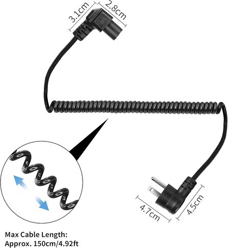 3 Prong Laptop Coiled Power Cord YACSEJAO IEC320 C5 to NEMA 5-15P Up Angle AC Adapter Laptop Notebook Computer Charger Cable (5-15P Up Angle to C5 Down Angle) in Saudi Arabia
