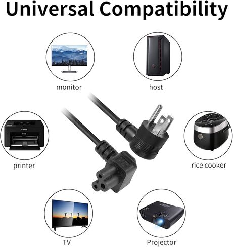 3 Prong Laptop Coiled Power Cord YACSEJAO IEC320 C5 to NEMA 5-15P Up Angle AC Adapter Laptop Notebook Computer Charger Cable (5-15P Up Angle to C5 Down Angle) in Saudi Arabia