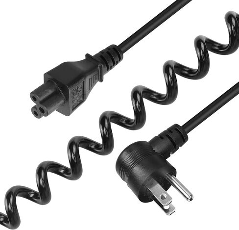 3 Prong Laptop Coiled Power Cord YACSEJAO IEC320 C5 to NEMA 5-15P Up Angle AC Adapter Laptop Notebook Computer Charger Cable (5-15P Up Angle to C5 Down Angle) in Saudi Arabia