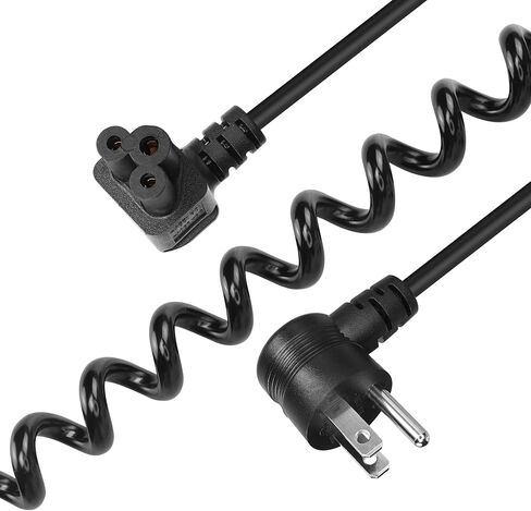 3 Prong Laptop Coiled Power Cord YACSEJAO IEC320 C5 to NEMA 5-15P Up Angle AC Adapter Laptop Notebook Computer Charger Cable (5-15P Up Angle to C5 Down Angle) in Saudi Arabia