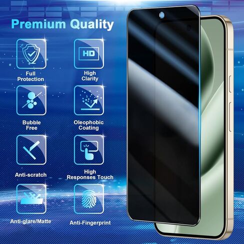 [2+2 Pack] Privacy Screen Protector for Pixel 10 Pro XL Tempered Glass with Camera Lens Protectors - 9H Hardness, Anti Spy, Support Fingerprint Unlock, Black in Saudi Arabia