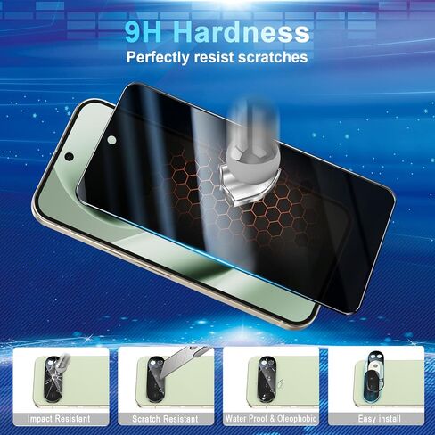 [2+2 Pack] Privacy Screen Protector for Pixel 10 Pro XL Tempered Glass with Camera Lens Protectors - 9H Hardness, Anti Spy, Support Fingerprint Unlock, Black in Saudi Arabia
