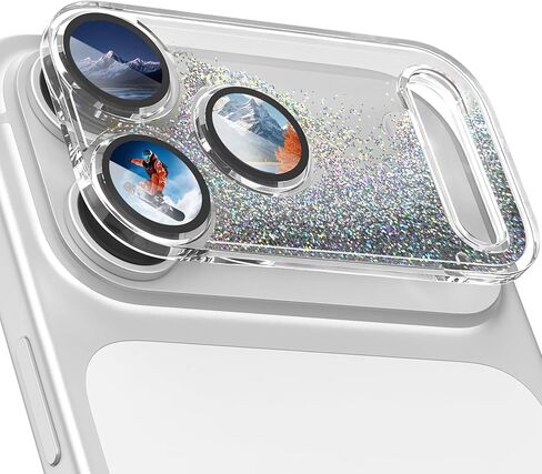 surundo for iPhone 17 Pro Max Camera Protector, Bling Glitter Camera Cover Design Flowing Liquid Quicksand, [Not Easy to Fall] [Strong Adsorption] 9H Tempered Glass Lens Cover Stylish Accessories in Saudi Arabia