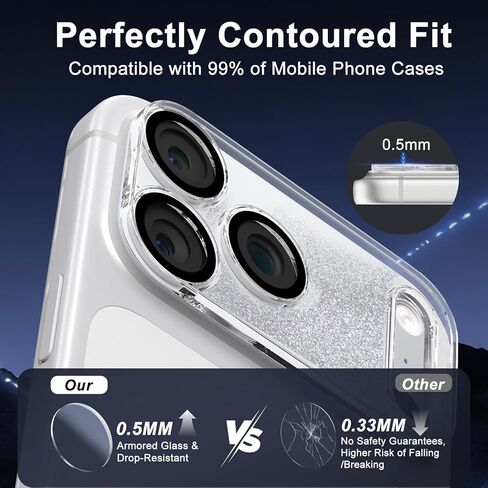surundo for iPhone 17 Pro Max Camera Protector, Bling Glitter Camera Cover Design Flowing Liquid Quicksand, [Not Easy to Fall] [Strong Adsorption] 9H Tempered Glass Lens Cover Stylish Accessories in Saudi Arabia