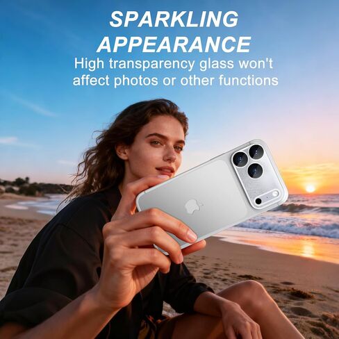 surundo for iPhone 17 Pro Max Camera Protector, Bling Glitter Camera Cover Design Flowing Liquid Quicksand, [Not Easy to Fall] [Strong Adsorption] 9H Tempered Glass Lens Cover Stylish Accessories in Saudi Arabia