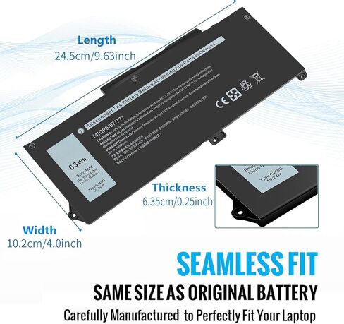 استبدال بطارية الكمبيوتر المحمول 63Wh RJ40G لجهاز Dell Latitude 14 5420 Latitude 15 5520 Precision 15 3560 Series M033W P137G P104F 01K2CF WY9DX 075X16 P137G001 P104F001 0WK3F1 0M3KCN 005R42 15.2 فولت in Kuwait