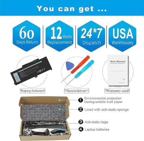 استبدال بطارية الكمبيوتر المحمول 63Wh RJ40G لجهاز Dell Latitude 14 5420 Latitude 15 5520 Precision 15 3560 Series M033W P137G P104F 01K2CF WY9DX 075X16 P137G001 P104F001 0WK3F1 0M3KCN 005R42 15.2 فولت in Kuwait
