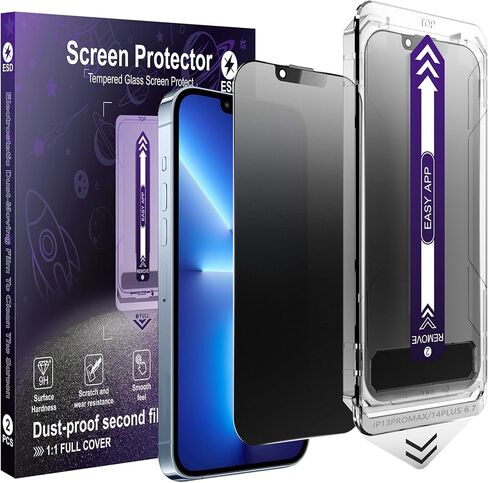 واقي شاشة للخصوصية غير لامع لهاتف iPhone 17 Pro Max مكون من قطعتين، مضاد للوهج و25 درجة مضاد للتجسس، مضاد للانعكاس، مضاد لبصمات الأصابع، إزالة الغبار تلقائيًا، سهل التركيب in Saudi Arabia
