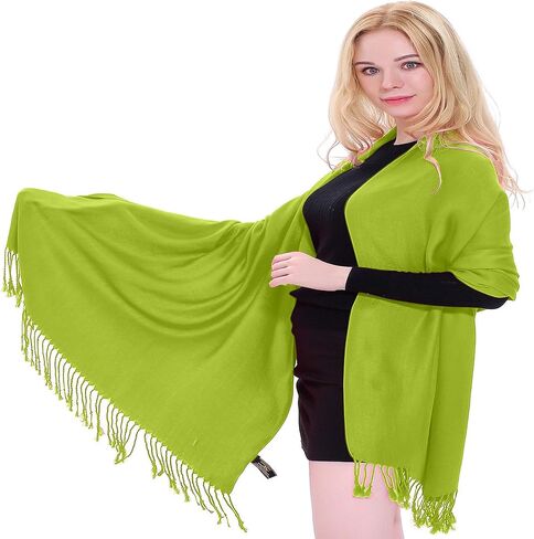 CJ Apparel Light Grey Silver Grey Solid Color Tassels Design Nepalese Shawl Scarf Wrap Stole Throw Head Wrap Pashmina Gift Hand Made in Nepal New in Saudi Arabia