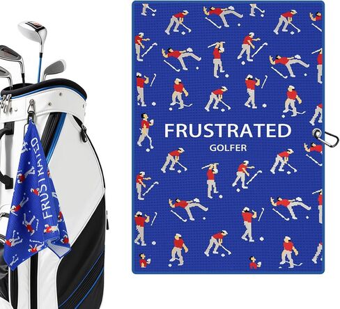 Microfiber Golf Towels (16" X 24") with Carabiner Clip, Waffle Pattern Golf Towel Hook and Loop Fastener, Golf Club Towel, Premium Golf Accessories, Gift for Men, Golfers, Dad, Bag (Navy Blue) in Saudi Arabia