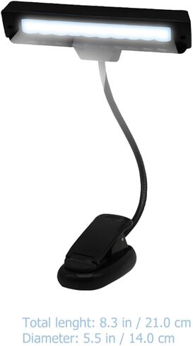 حامل الموسيقى بمشبك إضاءة LED لحماية العين، مصباح قراءة صغير قابل لإعادة الشحن USB لورقة تسجيل جيتار البيانو مع قضيب واحد 10 مصابيح LED تعمل بالبطارية in Kuwait