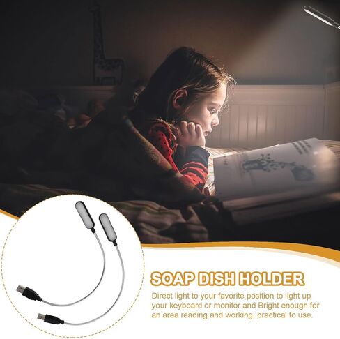 2pcs Portable USB Laptop Lamp White Light Notebook Reading Lamp for Office and Travel, Compact Black USB Computer Night Light with Adjustable Brightness in Saudi Arabia