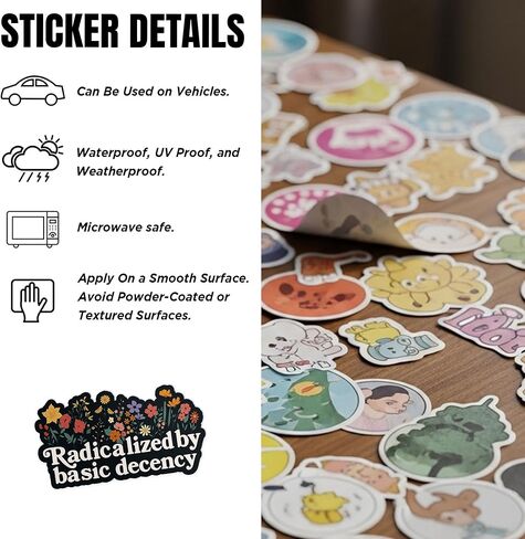 (3Pcs-3") Radicalized by Basic Decency Stickers - Floral Protest Liberal Leftist Democracy Human Rights Waterproof Die-Cut Vinyl Decal for Laptop, Water Bottle, Hard Hat - Birthday Gift 3 Inches in Saudi Arabia