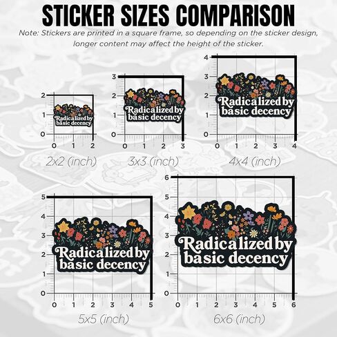 (3Pcs-3") Radicalized by Basic Decency Stickers - Floral Protest Liberal Leftist Democracy Human Rights Waterproof Die-Cut Vinyl Decal for Laptop, Water Bottle, Hard Hat - Birthday Gift 3 Inches in Saudi Arabia
