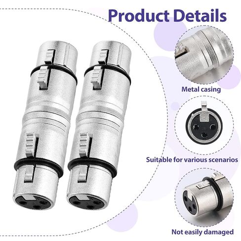 2-حزمة XLR أنثى إلى أنثى 3 دبوس محول كابل الميكروفون مغير الجنس XLR in Saudi Arabia