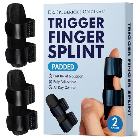 Dr. Frederick's Original Trigger Finger Splint - 2 ct - Mallet Splint & Brace for Arthritis, Injury, & Sprain - Fits Index, Middle, & Ring Fingers - Adjustable for All-Day Comfort - Doctor-Developed in Saudi Arabia