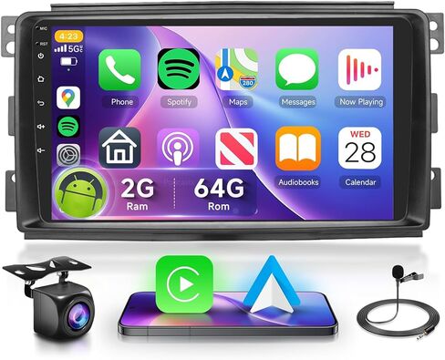 2G+64G سيارات راديو سيارات مع Audio HIFI لـ Mercedes-Benz Smart Fortwo 2005-2010 ، Carplay Wireless/Android Auto 9 Inch HD Screen Android 13 GPS WiFi Bluetooth FM/RDS EQ HD Camera in Kuwait