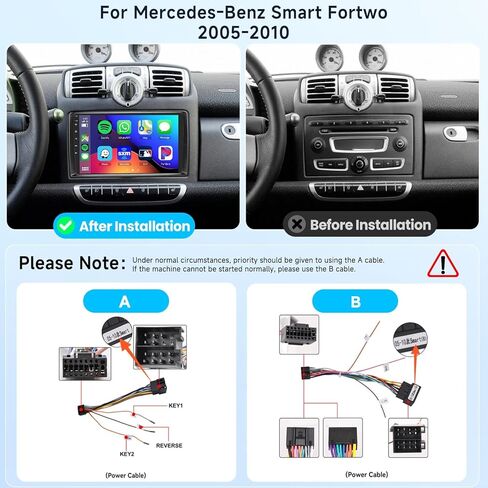 2G+64G سيارات راديو سيارات مع Audio HIFI لـ Mercedes-Benz Smart Fortwo 2005-2010 ، Carplay Wireless/Android Auto 9 Inch HD Screen Android 13 GPS WiFi Bluetooth FM/RDS EQ HD Camera in Kuwait