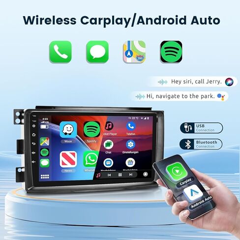 2G+64G سيارات راديو سيارات مع Audio HIFI لـ Mercedes-Benz Smart Fortwo 2005-2010 ، Carplay Wireless/Android Auto 9 Inch HD Screen Android 13 GPS WiFi Bluetooth FM/RDS EQ HD Camera in Kuwait