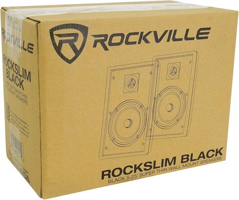 Rockville RockSlim Black Bundle: (4) 5.25 in 240W Peak Wall Mount Home Theater Speakers, BLUAMP 100 Bluetooth Amplifier, Mic Input, RCA Output, for Home Audio, Living Room, or TV Setup, 5 Items in Saudi Arabia