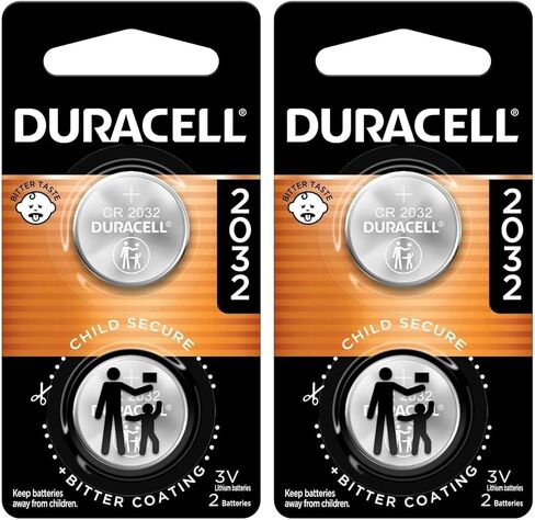 DURACELL CR2032 3V Lithium Battery, Child Safety Features, 2 Count Pack, Lithium Coin Battery for Key Fob, Car Remote, Glucose Monitor, CR Lithium 3 Volt Cell (Pack of 2) in Saudi Arabia