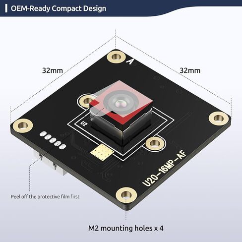 16 ميجابكسل (4656 × 3496) USB2.0 UVC كاميرا اكتشاف المرحلة التركيز التلقائي 1/2.8 بوصة IMX298 HDR التوصيل والتشغيل للكمبيوتر Raspberry Pi Jetson Nano وSBCs يدعم Windows Linux Android Mac OS in Kuwait