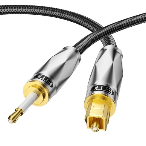كابل صوت بصري EMK Toslink إلى Mini Toslink 24K كابلات ألياف بصرية رقمية S/PDIF مطلية بالذهب للمسرح المنزلي، وبار الصوت، وأجهزة التلفاز، ومكبرات الصوت، وأنظمة هاي فاي (16.5FT/5M) in Saudi Arabia