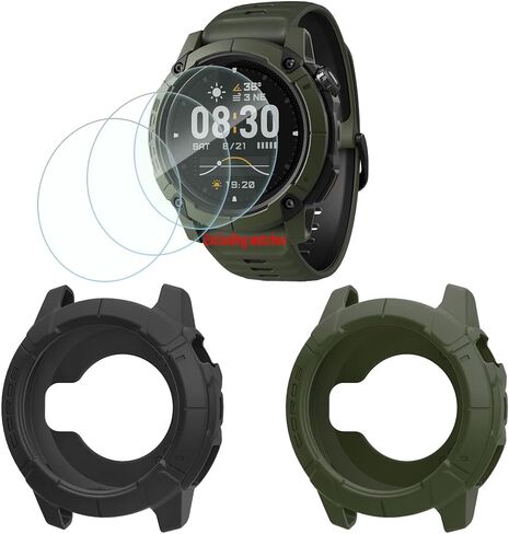 حافظة متوافقة مع COROS NOMAD Outdoor GPS Smartwatch واقي شاشة HD من الزجاج المقسى وحافظات ناعمة من السيليكون (عبوة من 3+2) in Kuwait