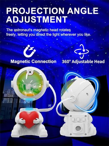 Northern Lights Aurora Projector Galaxy Night Light, Astronaut Star Projector with Adjustable Head, Heart-Hugging Space Lamp for Kids Bedroom Ceiling Decor, Remote & Timer, Christmas & Birthday Gift in Saudi Arabia