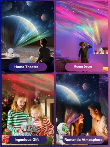 Northern Lights Aurora Projector Galaxy Night Light, Astronaut Star Projector with Adjustable Head, Heart-Hugging Space Lamp for Kids Bedroom Ceiling Decor, Remote & Timer, Christmas & Birthday Gift in Saudi Arabia