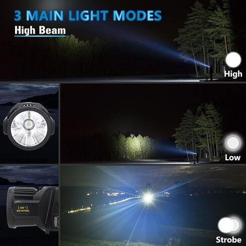 Spotlight 3000000 Lumens, 9 Modes Rechargeable Led Spotlight Flashlight with 350° Rotate Head, Super Bright Spot Lights Outdoor Handheld, IPX6 Waterproof Solar Flashlight As Seen on TV, XX-Large in Saudi Arabia