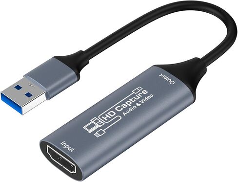 بطاقة التقاط فيديو 4K 30FPS HDMI، بطاقة تسجيل الفيديو HDMI USB 3.0 للألعاب ومسجل البث التلفزيوني المباشر، لنظام التشغيل Windows Android Mac OS System VLC، OBS، Amcap، PS5، Switch، Xbox (رمادي) in Kuwait