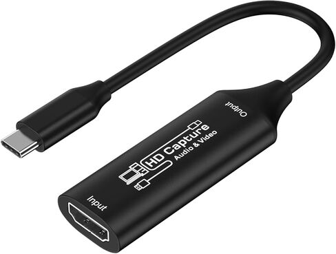 بطاقة التقاط الفيديو، بطاقة التقاط الصوت HDMI إلى النوع C، التقاط 4K 1080P 60FPS مع أجهزة محول النوع C للبث المباشر للألعاب، مسجل فيديو، نظام التشغيل Windows Mac OS OBS Zoom (أسود) in Kuwait