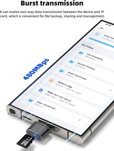 محول قارئ بطاقات Micro SD لهاتف iPhone 17 16 15 Pro Max USB C إلى TF عصا ذاكرة الكاميرا الرقمية لملحقات Apple Type C فتحة صور محول كابل Android مدمج لتخزين السيارة والكمبيوتر المحمول المحمول Mini in Saudi Arabia
