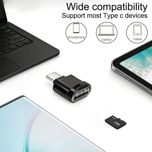 قارئ بطاقات USB-C وUSB مزدوج لبطاقات SD وTF - سعة تشطيب معدني شديد اللمعان - متوافق مع أجهزة الكمبيوتر المحمولة والمزيد، نقل البيانات المحمولة|تصميم معدني أنيق in Kuwait