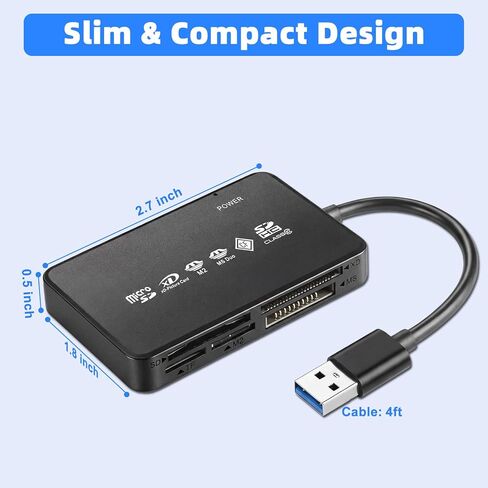 SD Card Reader USB 2.0 for CF/SD/TF(MicroSD)/XD/M2/MS, 6 in 1 Multi Memory Card Reader Adapter for PC, Laptop, MacBook, iMac, Surface Pro and More in Saudi Arabia