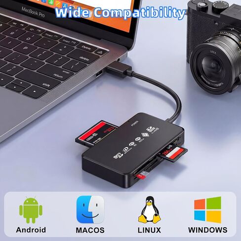 SD Card Reader USB 2.0 for CF/SD/TF(MicroSD)/XD/M2/MS, 6 in 1 Multi Memory Card Reader Adapter for PC, Laptop, MacBook, iMac, Surface Pro and More in Saudi Arabia