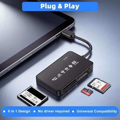 SD Card Reader USB 2.0 for CF/SD/TF(MicroSD)/XD/M2/MS, 6 in 1 Multi Memory Card Reader Adapter for PC, Laptop, MacBook, iMac, Surface Pro and More in Saudi Arabia