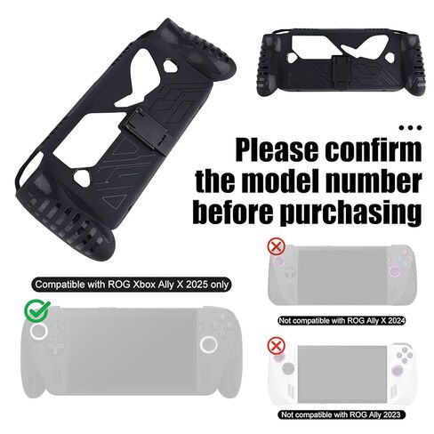 حافظة جلدية من السيليكون لجهاز ASUS ROG Xbox Ally X، غطاء هاتف واقٍ مضاد للخدش وغير قابل للانزلاق، ملحقات معدات الألعاب متوافقة مع ASUS ROG Xbox Ally X 2025 مع حامل (أسود) in Saudi Arabia