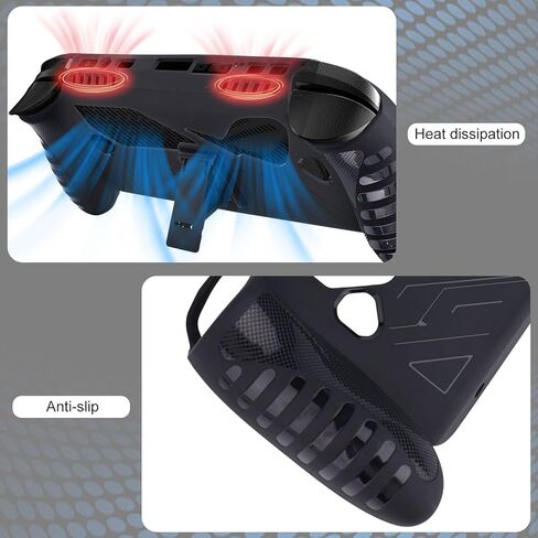 حافظة جلدية من السيليكون لجهاز ASUS ROG Xbox Ally X، غطاء هاتف واقٍ مضاد للخدش وغير قابل للانزلاق، ملحقات معدات الألعاب متوافقة مع ASUS ROG Xbox Ally X 2025 مع حامل (أسود) in Saudi Arabia