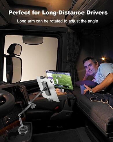 Heavy Duty Cup Holder Tablet Mount wiht Adjustment Metal Arm, iPad Cup Holder Mount for Suvs, Trucks, Compatible with iPad Pro Air Mini, iPhone, Galaxy Z Fold, 4-13" Devices in Saudi Arabia