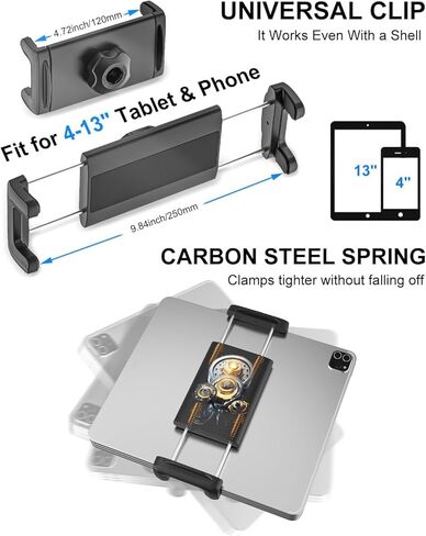 Heavy Duty Cup Holder Tablet Mount wiht Adjustment Metal Arm, iPad Cup Holder Mount for Suvs, Trucks, Compatible with iPad Pro Air Mini, iPhone, Galaxy Z Fold, 4-13" Devices in Saudi Arabia