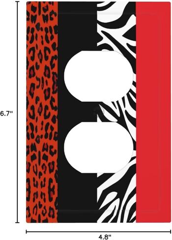 Red Black Modern Geometric Cheetah Zebra Leopard Print 1 Gang Duplex Receptacle Switch Wall Plate Jumbo Electrical Outlet Covers Receptacle Plug Covers Socket Faceplate Animal Skin Art Bathroom Decor in Saudi Arabia