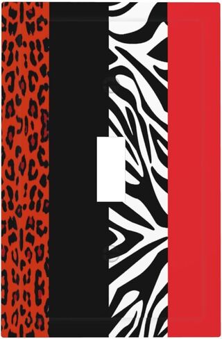 Red Black Modern Geometric Cheetah Zebra Leopard Print 1 Gang Duplex Receptacle Switch Wall Plate Jumbo Electrical Outlet Covers Receptacle Plug Covers Socket Faceplate Animal Skin Art Bathroom Decor in Saudi Arabia